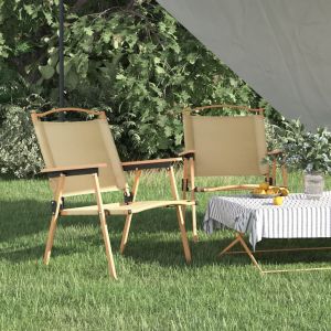 VidaXL Chaises de camping 2 pcs Beige 54x55x78 cm Tissu Oxford