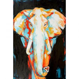 Ceanothe Tableau sur verre synthétique éléphant coloré 80x120 cm