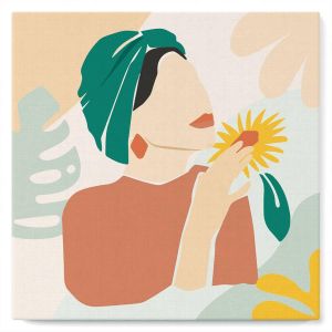 Mini peinture au numéro : Femme au Turban vert - toile tendue sur chassis