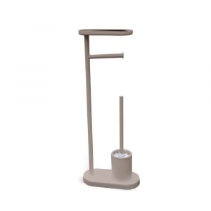 Ensemble dérouleur brosse WC et repose téléphone métal 26x68cm