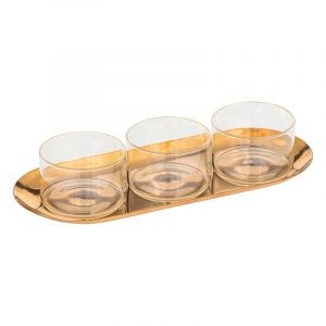 Secret de Gourmet Set Apero 3 Verrines Plateau Dore