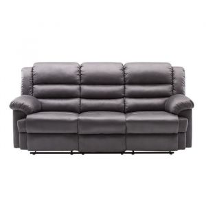 Image de Canapé 3 places dont 2 places relax manuels Tissu gris L 215 x P 169 x H 102 cm TERRENCE