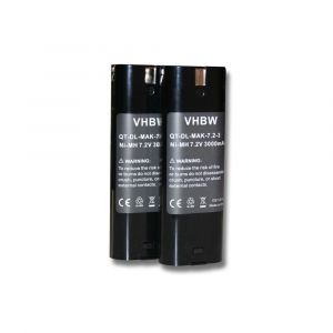 Vhbw 2x Batterie Ni-MH 3000mAh (7.2V) pour Makita 4307DW, 4770D, 6002D, 6002DW, 6002DWK comme Einhell 91011, Makita 1916