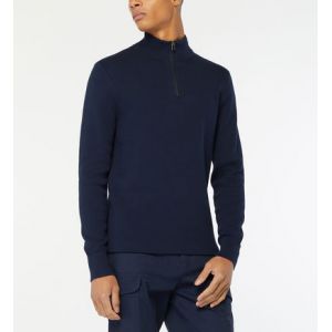 DOCKERS Pull en maille droit col camionneur coton recyclé Bleu - Couleur Bleu - Taille XL