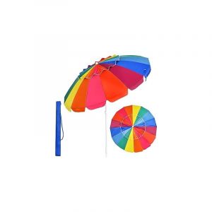 Parasol de plage inclinable multicolore hauteur 185cm sans socle
