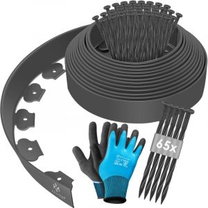 Kesser - Bordure de pelouse flexible en plastique avec piquets + gants Bordure de parterre Bordure de tonte