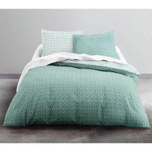 Today Parure de lit Bornéo - 1 housse de couette 220 x 240 cm + 2 Taies d'Oreiller 63 x 63 cm - 100% Coton 57 Fils - Vert