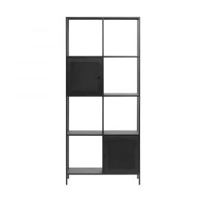 DRAWER Abel - Bibliothèque 2 portes, 6 niches en métal H180cm