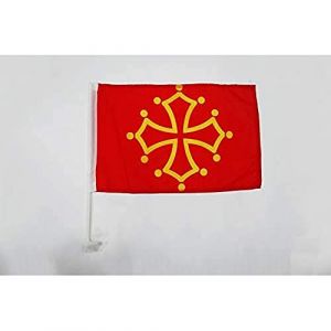 Image de AZ FLAG Drapeau de Voiture Midi-Pyrénées - Occitanie 45x30cm - Carflag Occitan - France 30 x 45 cm