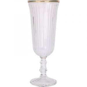 Fl&ucirc;te &agrave; champagne pliss&eacute;e avec bord dor&eacute;, 120 ml