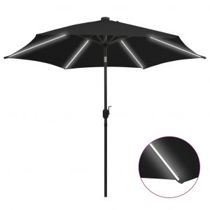 Image de VidaXL Parasol avec LED et mât en aluminium 300 cm Noir