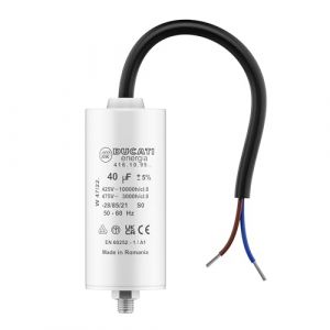 Condensateur 40 uF pour Moteur Monophasé - Utilisation pour Kärcher, Pompe de Piscine, Porte de Garage 425V/450V/475V - Câble