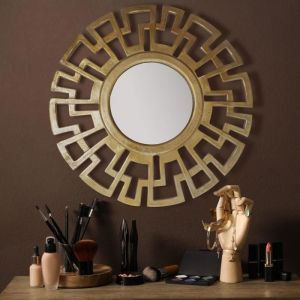 M&S Miroir mural rond 60x60 cm en aluminium doré