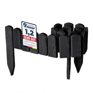 Garronda cl&ocirc;ture de Jardin en Bois Bordure Jardin Cloture Jardin Exterieur, Palissade Bordurette Longueur: 100 cm GD-0148 (Graphite, Hauteur : 10 cm)