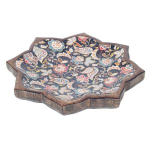 Image de United Labels SIGNE GRIMALT Plateau en bois exotique motif Floral - 21.5 x 21.5 x 2.5 cm