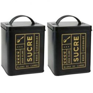 Boite en métal noir mat Nora (Lot de 2)