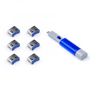 Smart Keeper Pack 6 Bloqueos para Puertos USB + Llave de Seguridad Azul