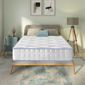 Yidatong - Matelas 90x190 cm + Drap housse 100% coton gris - Blue Latex -Mousse ondulée confortable - Mémoire de forme - 7 Zones - Ép 24cm