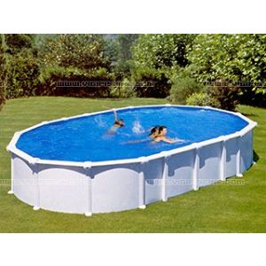 Image de Gre KITPROV6188 - Piscine Haïti ovale hors sol en acier 610 x 375 x 132 cm