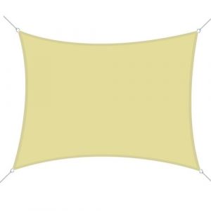 Outsunny Voile d'ombrage rectangulaire 6L x 4l m polyester imperméabilisé haute densité 160 g/m² sable