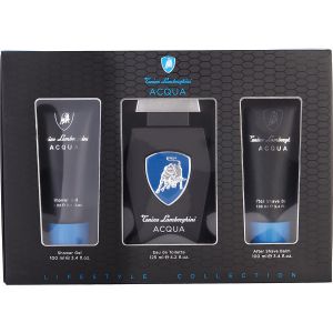 Tonino Lamborghini Acqua for Men 3 Piece Gift Set 4.2oz Edt Spray 3.4oz Shower Gel 3.4oz after shave balm
