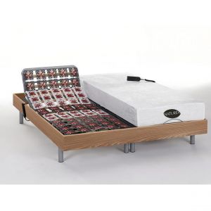 Vente Unique Lit électrique relaxation tout plots matelas mémoire de forme et bambou LYSIS III de NATUREA moteurs OKIN 2 x 80 x 2