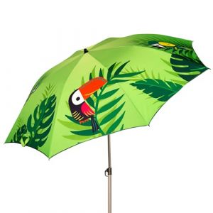 AKTIVE Parasol de plage tropical, 200 cm, design photor&eacute;aliste, m&acirc;t en acier, inclinable et r&eacute;glable en hauteur, tissu polyester, protection UV40, grands parasols, housse de transport avec poign&eacute;e