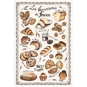 Torchons & Bouchons Torchon Les Viennoiseries Fran&ccedil;aises 48 X 72 ECRU