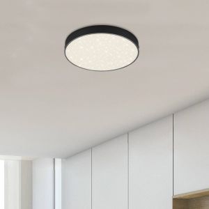 Briloner - Plafonnier LED avec décor étoilé, plafonnier LED sans cadre, luminaire LED apparent, température de couleur blanc neutre, Ø212 mm, noir