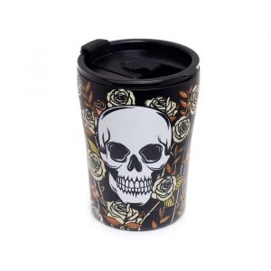 Puckator Tasse thermique isolée en acier inoxydable Skulls & Roses