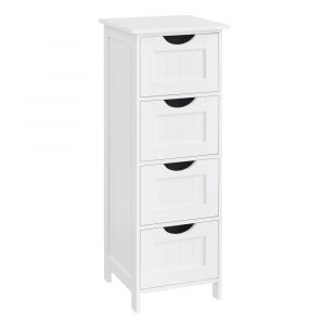 Armoire De Salle De Bain Avec 4 Tiroirs, 30 X 30 X 82 Cm, Placard De Rangement, Colonne Blanc