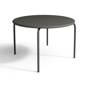 Table ronde de jardin en m&eacute;tal gris fonc&eacute; D 110cm MIRMANDE