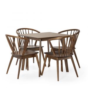 Ensemble table 80x80 cm et 4 chaises de salle à manger Noyer