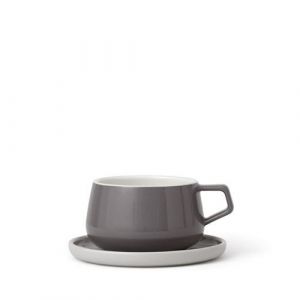 Viva scandinavia Tasse à thé Ella avec sous tasse porcelaine gris 250 ml Gris - Couleur Gris - Taille TS