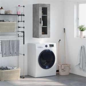 VidaXL Armoire Murale, Placard Suspendu avec Rangement, Meuble Flottant de Salon Bureau Chambre, Moderne, Gris Béton Bois d'Ingénierie
