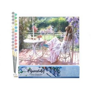 Figured'Art Peinture par Numéro Adulte Repos au Jardin - Kit de Loisir Créatif DIY Numéro d'Art - 40x50cm sans châssis