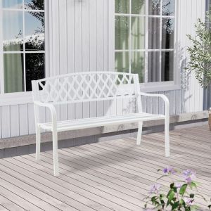 Casa.pro - Banc de jardin Opsasar 127 x 53,5 x 88 cm acier blanc