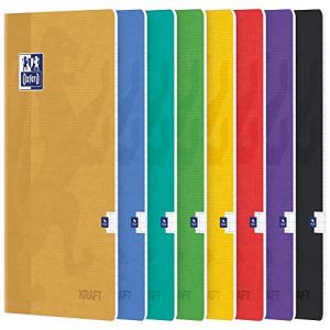 Oxford Cahier KRAFT A4 21x29,7 Grands Carreaux Sey&egrave;s 96 Pages Agraf&eacute;es Couverture Kraft Coloris Al&eacute;atoires