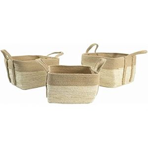 Image de Set de basket DKD Home Decor Jute Fibre Cottage (3 pcs) (35 x 35 x 35 cm)