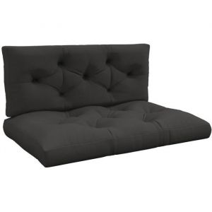 Outsunny Lot de 2 Coussins Assise et Dossier pour Banc de Jardin, Banquette, Palette 2 Places Grand Confort dim. 120L x 80l x 12H cm Polyester Gris