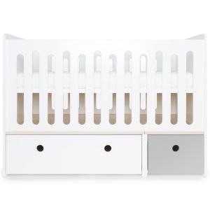 Lit bébé évolutif 70x140cm blanc-gris perle