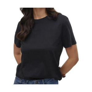 Vero Moda Vero Mode Top T-Shirt Femme Col Rond Manches Courtes Coupe Normale, Couleurs:Noir, Taille:XS