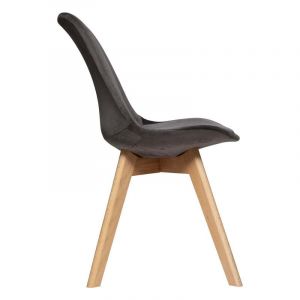 Atmosphera Cr&eacute;ateur D'int&eacute;rieur - Chaise en velours style scandinave 'Helsinki' - Couleur: Gris fonc&eacute;