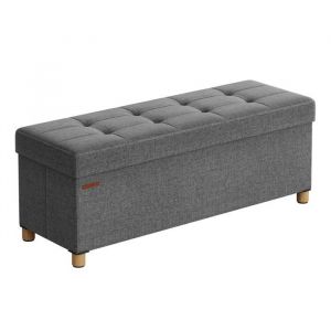 Pouf coffre de rangement tabouret avec repose-pieds pliable banc avec rangement 38 x 38 x 40 cm pour salon chambre gris