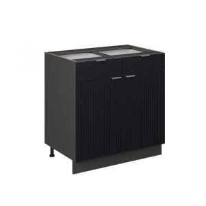 Meuble Cuisine Fame-Line, 80cm Sans Pt, Noir Rayé, Anthracite, Vicco