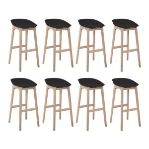 Mob-in - Lot de chaises d'îlot et bar en chêne et assise plastique 65cm
