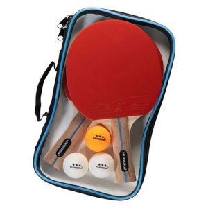 Hudora Set de ping-Pong Game - Set de Haute qualité avec 2 Raquettes & 3 balles - Set de Raquettes de ping-Pong Complet avec Sac de Rangement - Raquettes de Tennis de Table pour débutants