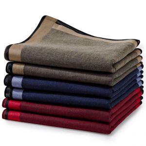 Image de Lot de 6 mouchoirs homme tissu unis finition satin 40 x 40 cm - Multicolore