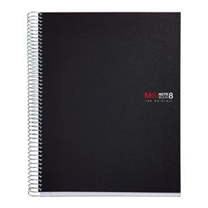 Miquelrius Cahier A4, Notebook The Original, 8 Bandes Colorées, Couverture en Polypropylène Opaque,4 Perforations, 200 Feuilles 70 g/m², Lignage Horizontal 7 mm, Couleur Noir