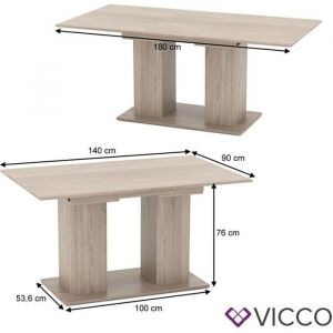 Table à manger "Dix" 140-180cm Chêne clair extensible Vicco